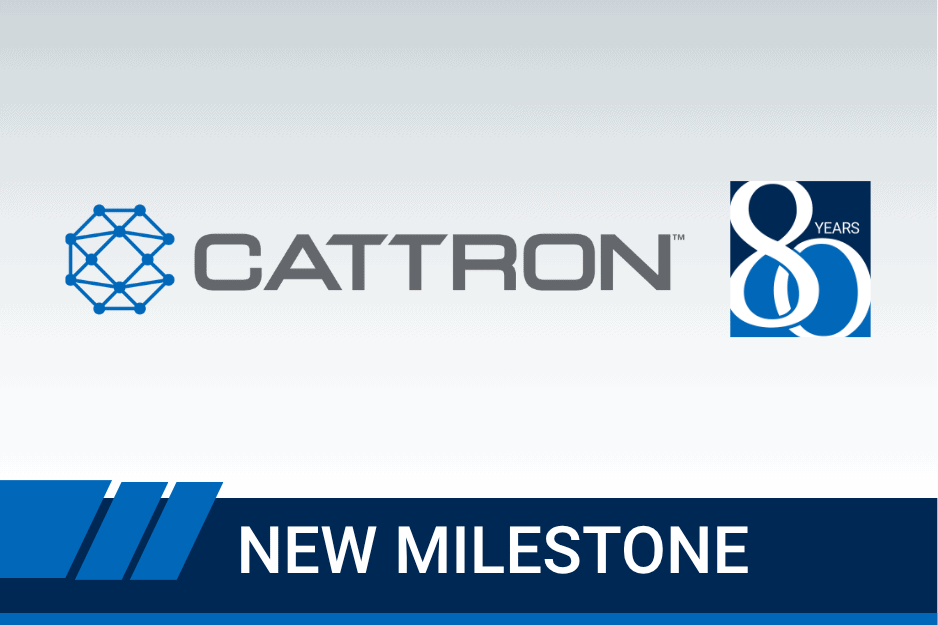 Cattron 80th anniversary logo with text New Milestone