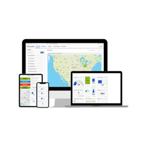 remote monitoring dashboards on various mobile device and laptop screens for RemoteIQ