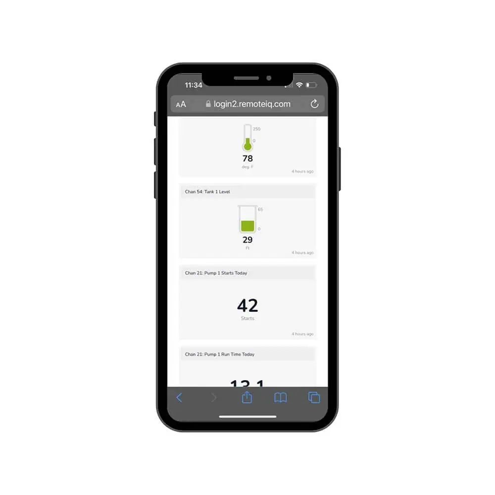 remoteIQ water software on mobile device